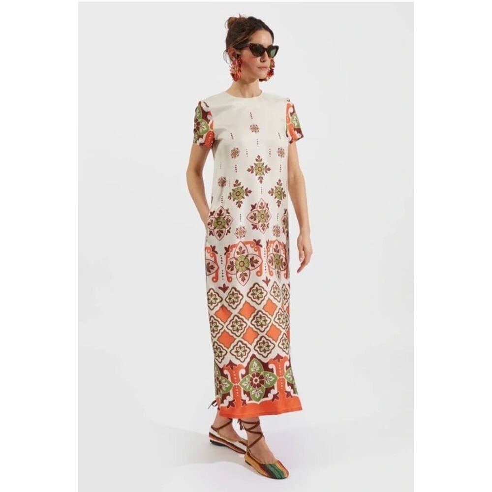 LA DOUBLEJ Sz M Medium 100% Silk Twill Swing Dress Partenope